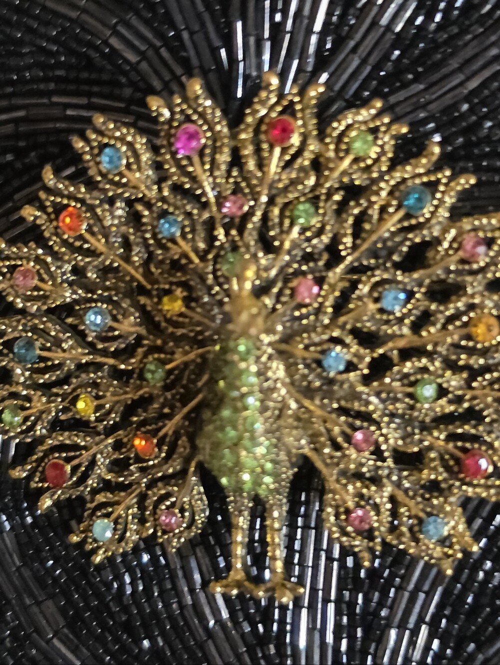 Crystal Rhinestone Peacock Brooche. - Picture 3 of 5